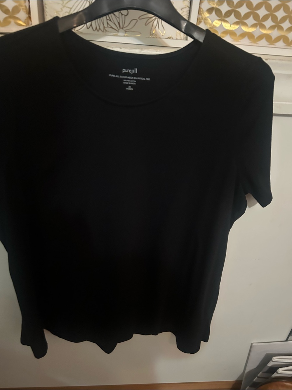 Pure Jill Ellipitical Black Crewneck Short Sleeve Tee